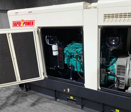 Heavy-duty Rapidpack generator unit with reinforced weatherproof canopy and control panel access doors